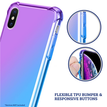 iPhone 11 Pro Compatible Case Cover With Clear Rainbow Airbag Bumper Shockproof - Purple and Blue